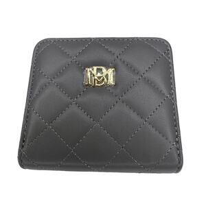 Badgley Mischka Grey Coin Purse Vegan Leather Quilted Zip Around Women's NWT